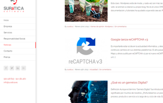 captura de pantalla del grid de enrtadas destacadas de suratica