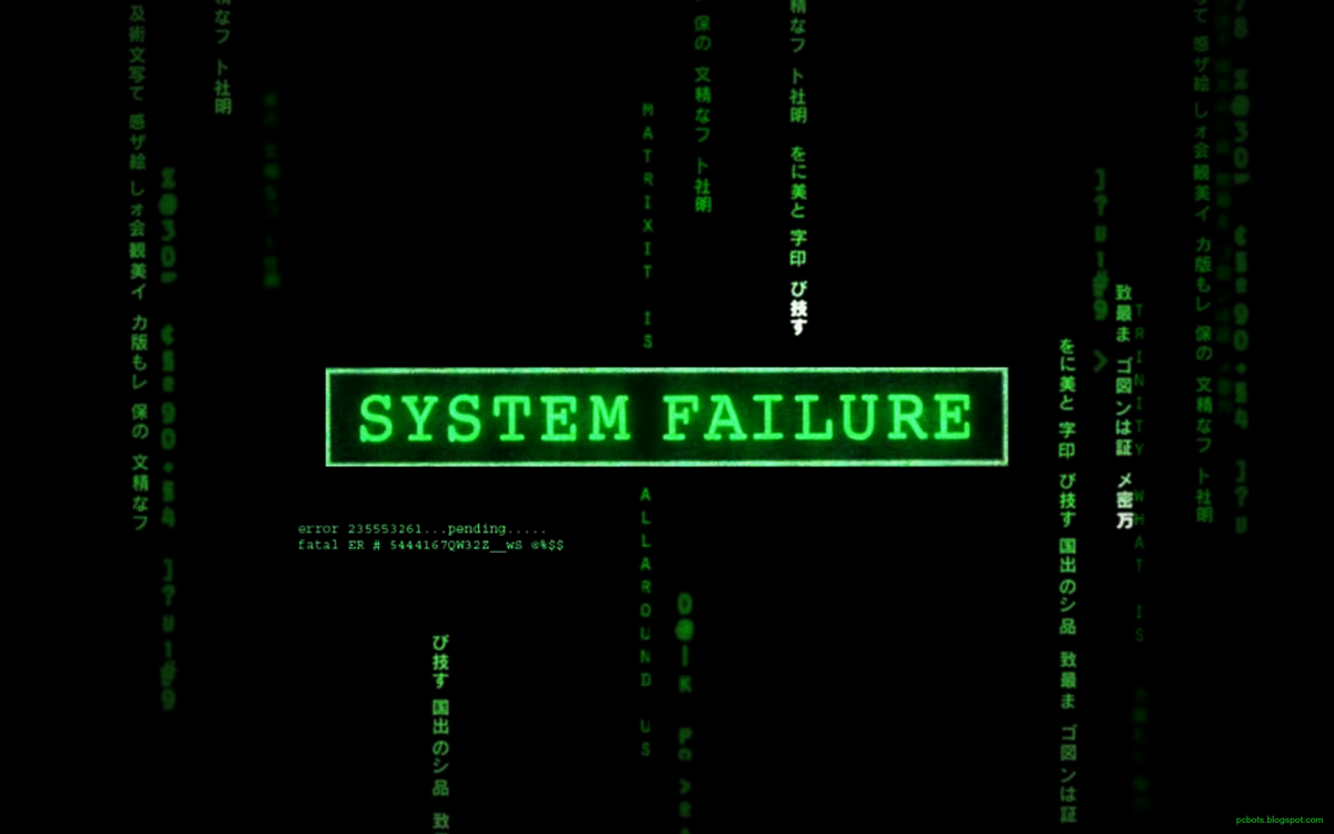 Aviso de fallo de sistema en la pantalla de un ordenador