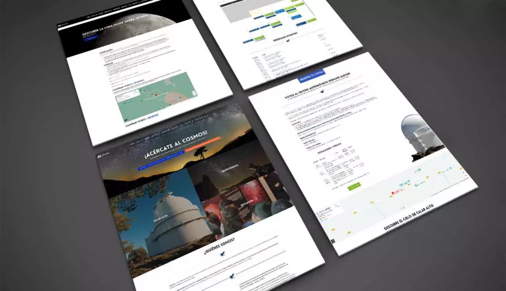 diseño web de la página de Azimuth del observatorio de calar alto