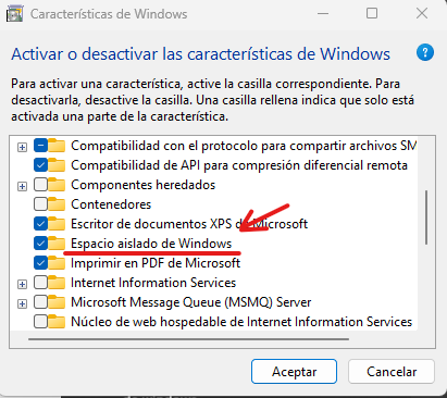 activar característica espacio aislado de trabajo en Sandbox