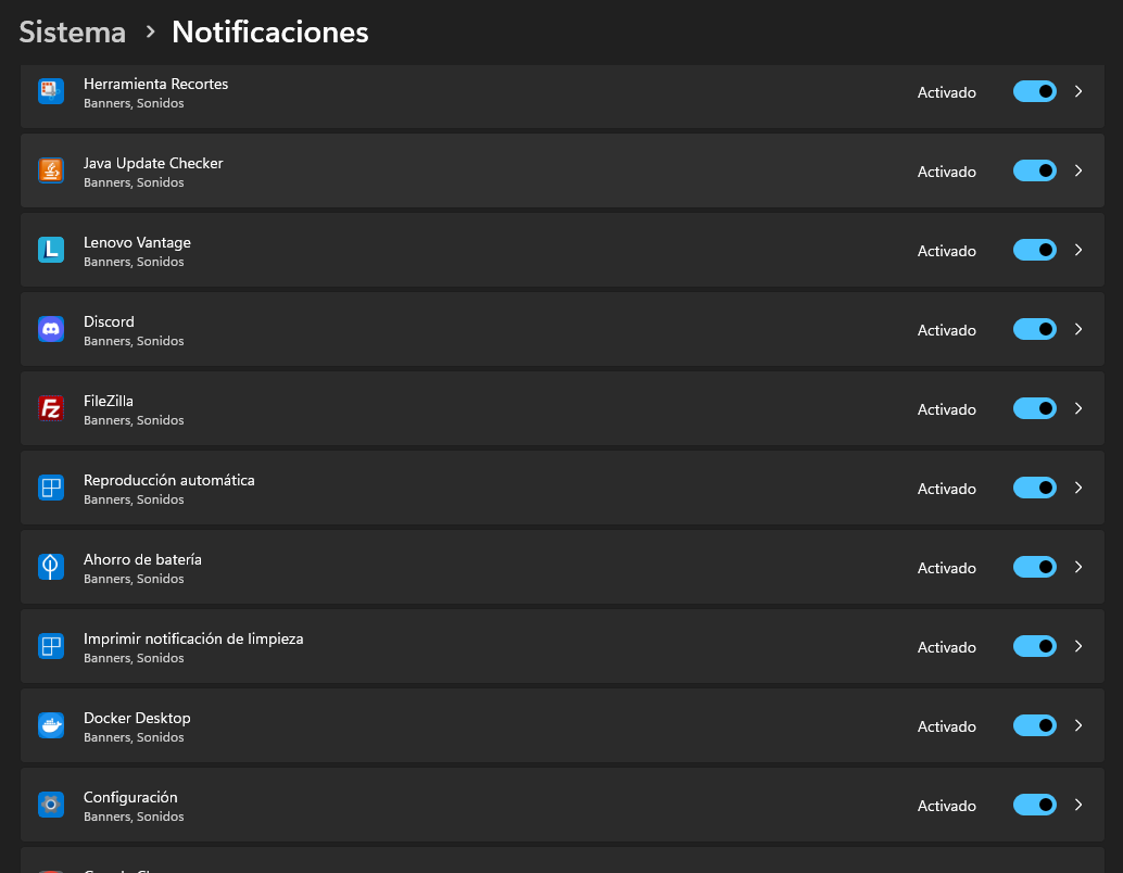 gestión de notificaciones