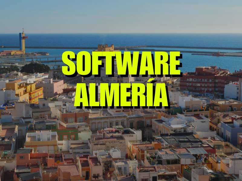 Imagen de la ciudad de Almería con un aviso de que se ofrece software en Almería y la provincia