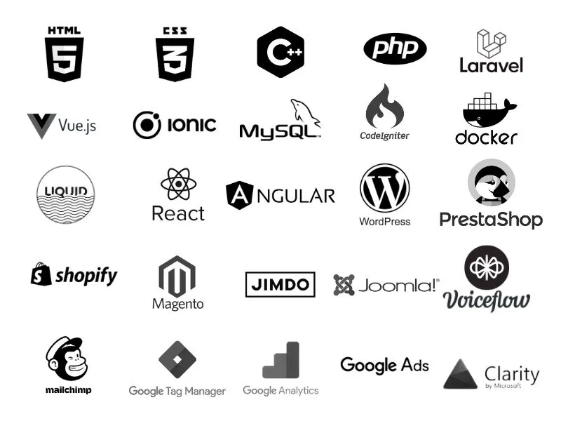 Imagen de todas las tecnologías que usa surática software a medida de sus proyectos