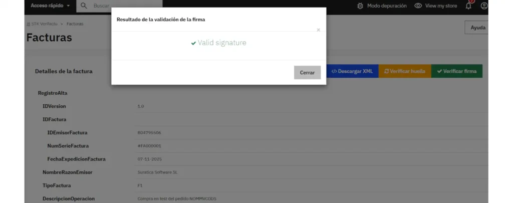 Verificación firma VeriFactu